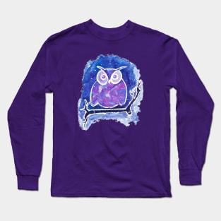 Watercolor Galaxy Owl Long Sleeve T-Shirt